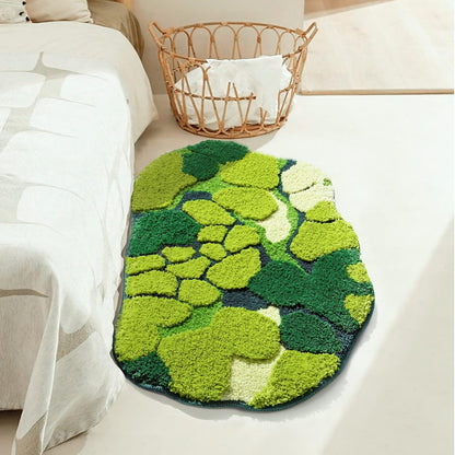 RORA Green Bathroom Rugs Moss Bath Mat 32×20 Non Slip Absorbent Bath Rug