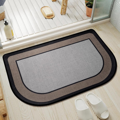 YDKGL Half Circle Bath Mat, Non Slip Thin Bathroom Rugs, Brown 16x24