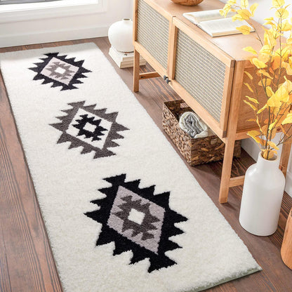 DEXDE Black Bathroom Rugs 20x32 Aztec Boho Long Western Plush Bath Mats
