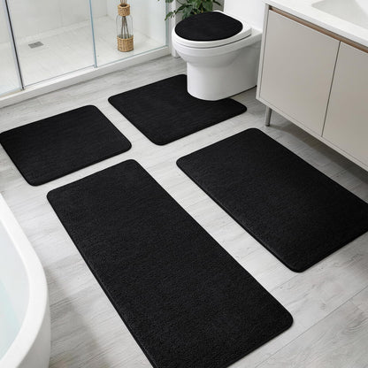 YIHOUSE 2-Piece Towel-Like Memory Foam Bathroom Rug Set, Dark Grey
