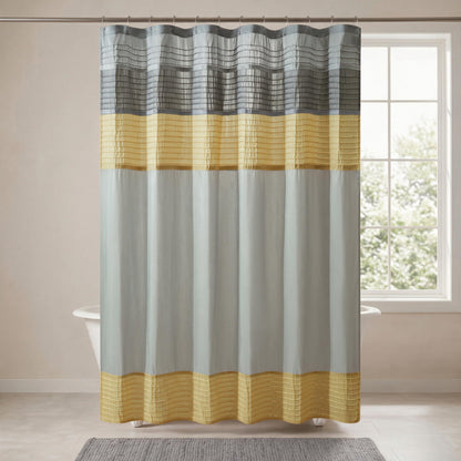 Madison Park Amherst 72 x 72 Bathroom Shower Curtain, Faux Silk, Black
