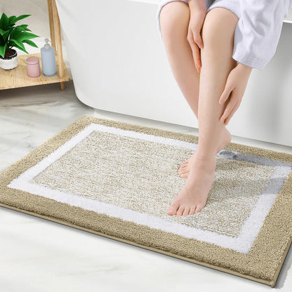 OLANLY Small Bathroom Rugs 24x16, Soft Absorbent Microfiber Bath Rugs, Grey