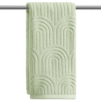 Artoid Mode 2 Pcs Caramel 3D Arched Stripes Jacquard Hand Towels for Bathroom, 100% Cotton Soft Absorbent Bathroom Decor Towels, 13.7 x 29.5 Inch