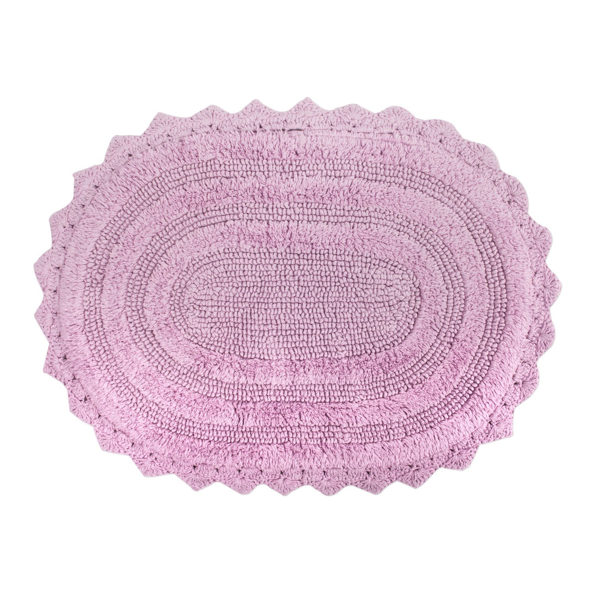DII Crochet Collection Reversible Bath Mat, Small Oval, 17x24, Dark Green