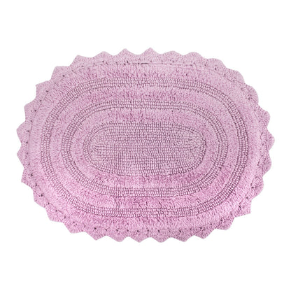DII Crochet Collection Reversible Bath Mat, Small Oval, 17x24, Dark Green