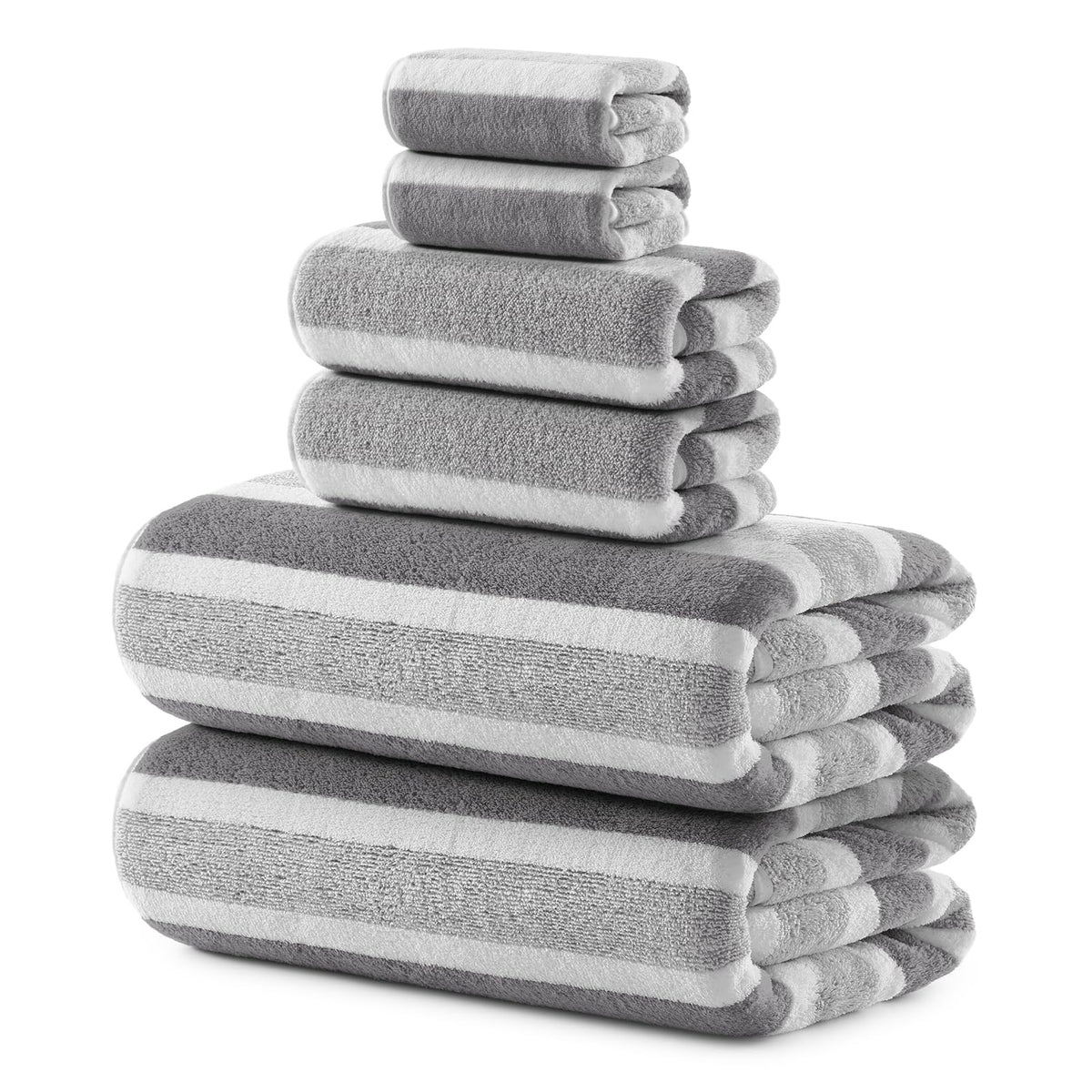 REDKISS 6-Piece Microfiber Bath Towel Set, Ultra Soft, Highly Absorbent & Quick Dry, 35x70 Inch Oversized, Gray Towels for Bathroom, Spa, Gym, 2 Bath 2 Hand 2 Washcloths