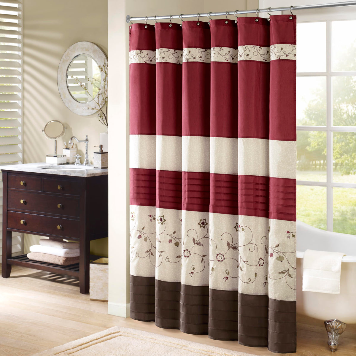 Madison Park Serene Shower Curtain for Bathroom, 72 x 72, Purple