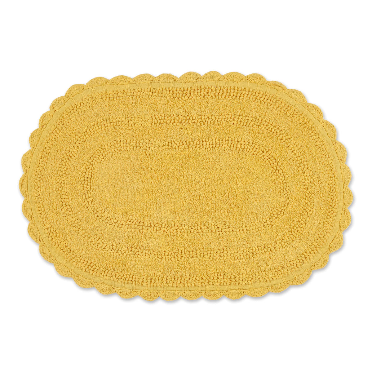 DII Crochet Collection Reversible Bath Mat, Small Oval, 17x24, Dark Green
