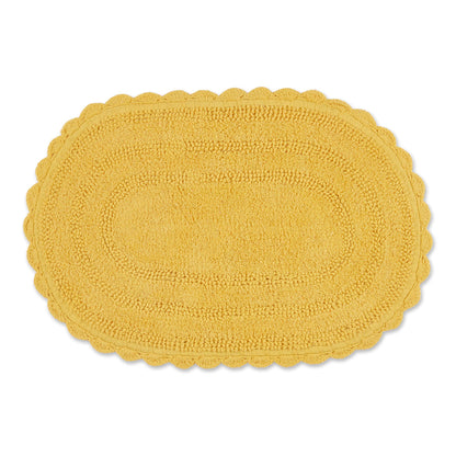 DII Crochet Collection Reversible Bath Mat, Small Oval, 17x24, Dark Green