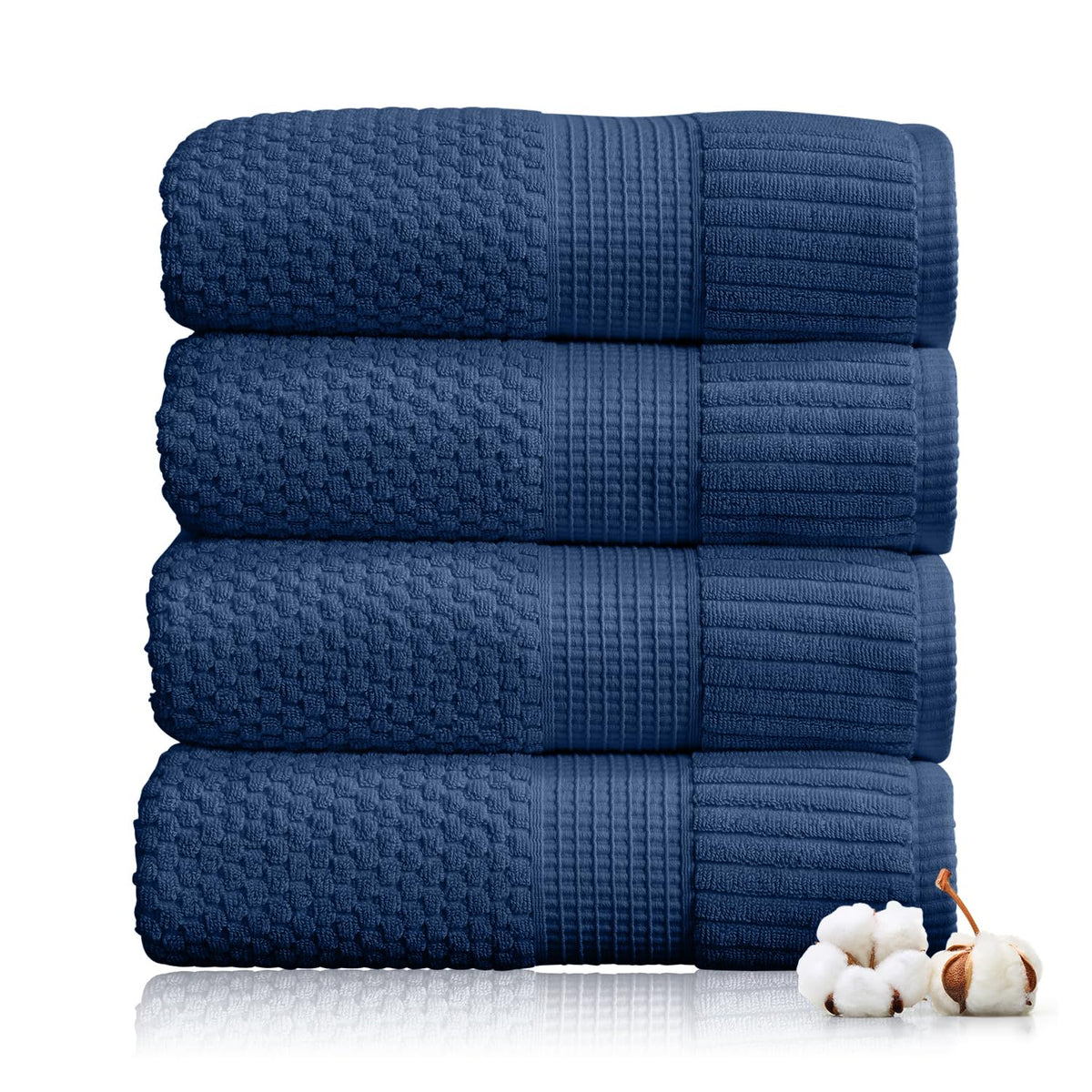 NY Loft 100% Cotton 4-Pack Bath Towel Set | White | Oeko-TEX | Quick-Dry