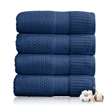 NY Loft 100% Cotton 4-Pack Bath Towel Set | White | Oeko-TEX | Quick-Dry