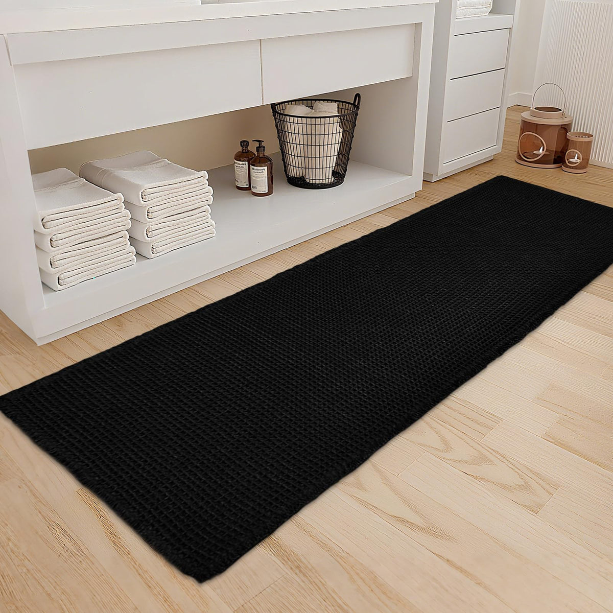 ZALL Tan Waffle Bath Mat,Super Absorbent Non Slip Bathroom Rug,Brown 18x30inch,Machine Washable Ultra Soft Floor Mats