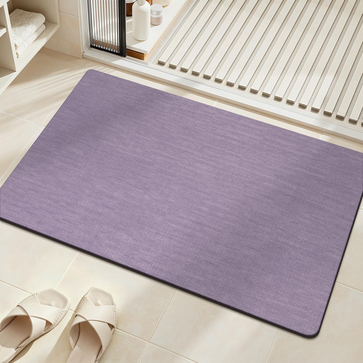 Mecko Bath Mat 16"x24",Ultra Thin Bathroom Rug fit Under Door Light Blue