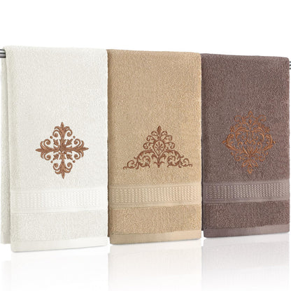 FuWeave 3 Pcs Eucalyptus Leaves Hand Towels for Bathroom Kitchen Decor
