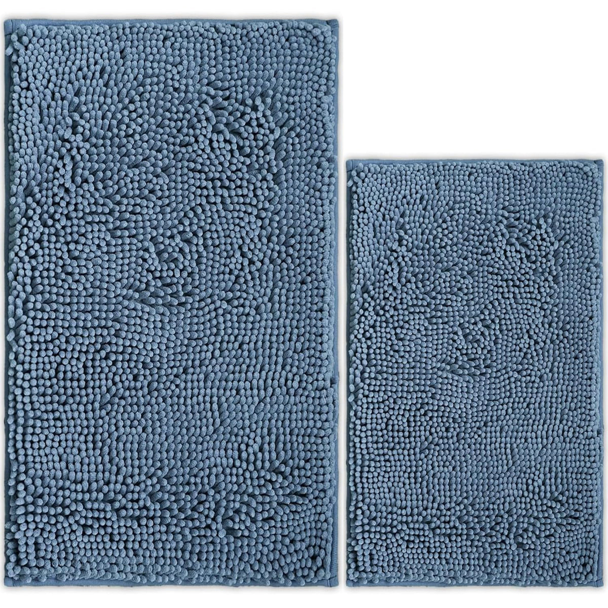 Bathroom Rugs Chenille Bath mat 2 Piece Set, Super Absorbent, Strong PVC Non Slip Backing, Bath mats for Bathroom, Plush Shaggy, Thick, Machine Washable, Bathtub, Toilet.(Light Grey)