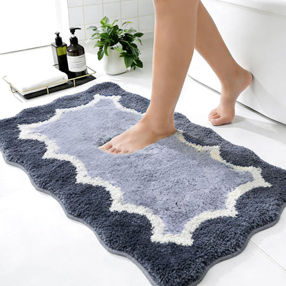 Cute Scalloped Rose Pink Bathroom Rugs Mat,Non Slip Absorbent Quick Dry Bath Mats for Shower Room,Microfiber Bath Mats for Bathroom Floor Washable Carpet for Shower Tub Sink Bedroom,20"x32"