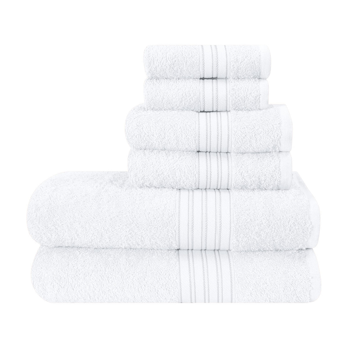 BOUTIQUO 6 Pack Cotton Towel Set, Contains 2 Bath Towels 28x55 inch, 2 Hand Towels 16x24 inch & 2 Wash Coths 12x12 inch, Ideal Everyday use, Ultra Soft Compact & Lightweight - Purple