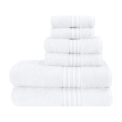 BOUTIQUO 6 Pack Cotton Towel Set, Contains 2 Bath Towels 28x55 inch, 2 Hand Towels 16x24 inch & 2 Wash Coths 12x12 inch, Ideal Everyday use, Ultra Soft Compact & Lightweight - Purple
