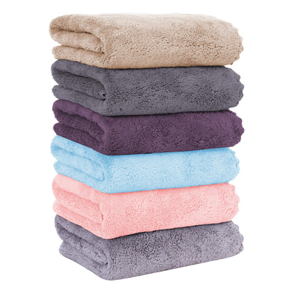 MOONQUEEN 6 Pack Premium Hand Towels - Quick Drying - Microfiber Coral Velvet Highly Absorbent Towels - Multipurpose Use as Hotel, Bathroom, Shower, Spa, Hand Towel 16 x 28 inches (Brown)