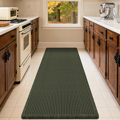 IM HOME Waffle Bath Mat Beige 32"x20", Boho Woven Modern Bath Mat Rugs, Absorbent Non Slip Bathroom Rugs, Soft Washable Bath Rugs with Tassels for Bathroom, Bedroom, Kitchen, Shower, Tub