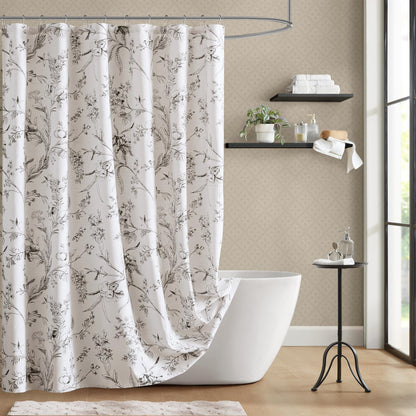 Laura Ashley Walled Garden Shower Curtain for Bathroom, 72 x 72, Green