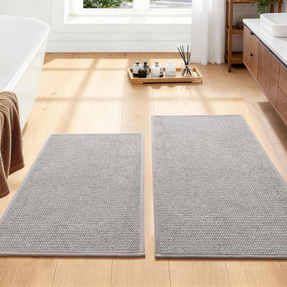 YIHOUSE Gray Bathroom Rugs Sets 3 Piece, Quick Dry Thin Bath Mat with Toilet Rug, Non Slip Absorbent Machine Washable, Bath Runner Rugs for Bathtub Sink Home Decor