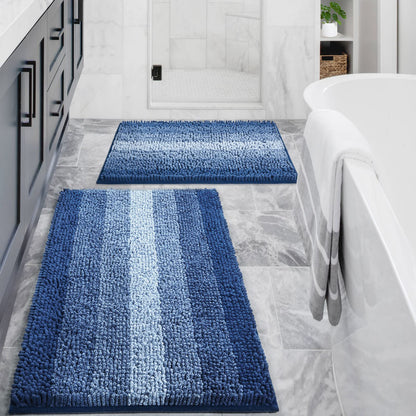 Gibelle Chenille Bathroom Rug Set 2 Piece - Non Slip Bath Mat 16x24, 20x32