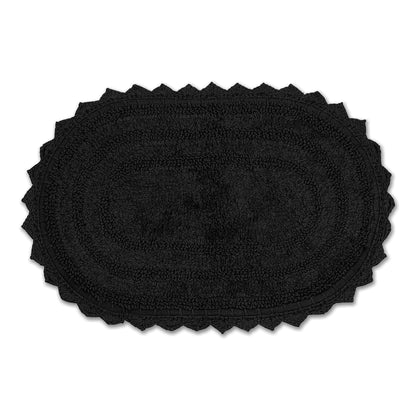 DII Crochet Collection Reversible Bath Mat, Small Oval, 17x24, Dark Green