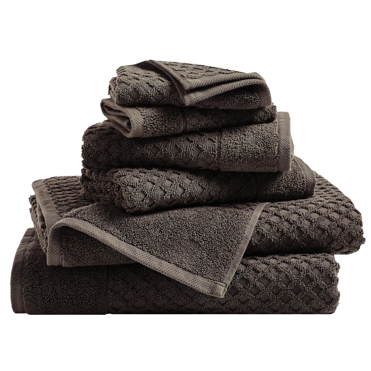 Great Bay Home Bath Towels - 100% Cotton 6 Piece Towel Set - Diamond Waffle Weave - Absorbent, Durable, Quick-Dry Towels for Bathroom (Copper)
