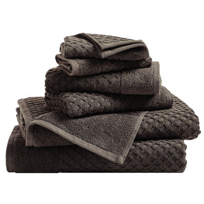 Great Bay Home Bath Towels - 100% Cotton 6 Piece Towel Set - Diamond Waffle Weave - Absorbent, Durable, Quick-Dry Towels for Bathroom (Copper)