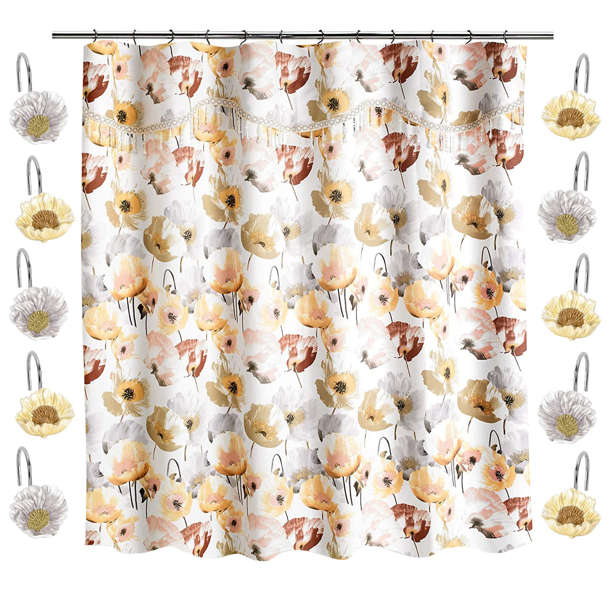 Zahari Home Larrisa Floral Bathroom Rug Luxury Bath Rug Washable Contemporary Decor Beautiful Shower Mat Unique Design Stylish Non Slip Shower Mat Flower Bath Rug Bath Shower Tub Decor