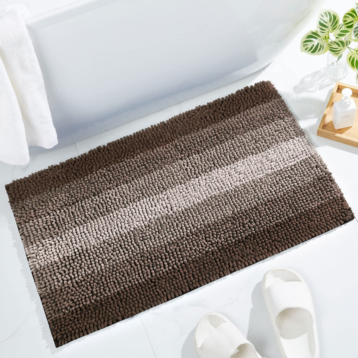 Gibelle Chenille Bathroom Rug Set 2 Piece - Non Slip Bath Mat 16x24, 20x32