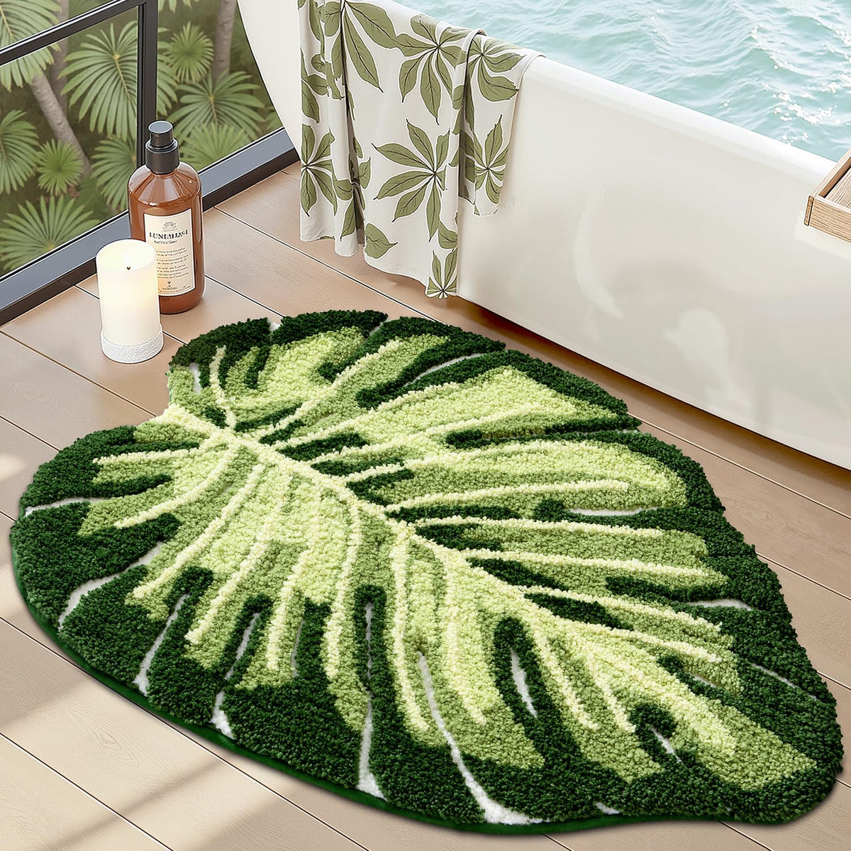 LUMI Flower Bathroom Rug, Absorbent Non Slip Bath Mat, 20"x32", Pink Flower