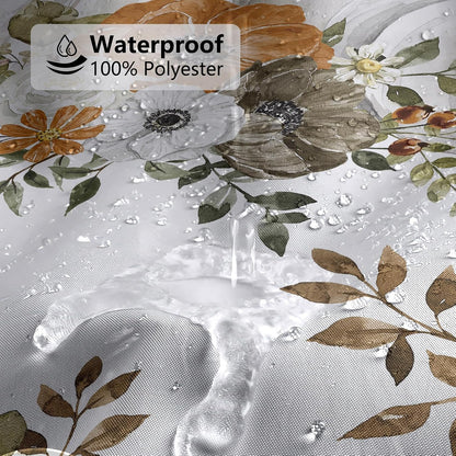 MEHOFOND Fall Pumpkin Shower Curtains for Bathroom Autumn Floral Shower Curtain Thanksgiving Day Shower Curtains for Bathroom Decor Washable Durable Fabric Curtains 72x72 inch