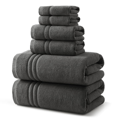 REDKISS Beige Towels Set 6 Piece Cotton Towel Sets with 2 Bath Towels, 2 Hand, 2 Washcloths, 650GSM Hotel Quality, Soft, Highly Absorbent Towels for Bathroom Gym, Ideal Everyday Use