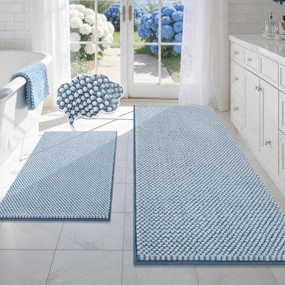BSICPRO Bathroom Rugs Set 2 Piece, Light Blue, 20"x32" + 16"x24"
