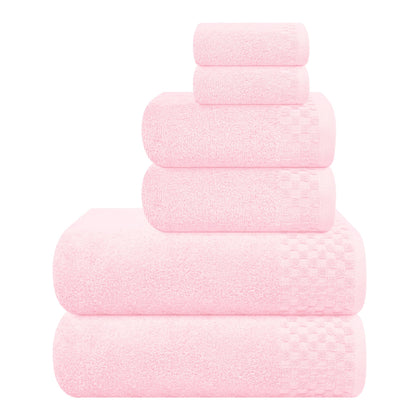 MyOwn Premium Cotton 6 Pack Towel Set for Bathroom, Contains 2 Bath Towels 28x55 inch, 2 Hand Towels 16x24 inch & 2 Wash Coths 12x12 inch, Ideal Everyday use, Compact & Lightweight - Black
