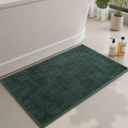 AMOAMI Bath Mat Non Slip Super Absorbent Quick Dry Bath Mats for Bathroom Floor Rubber Backing Washable Bathroom Rugs Modern Woven Jacquard Mat, Beside Tub Bath Rugs, 17" x 24", Brown