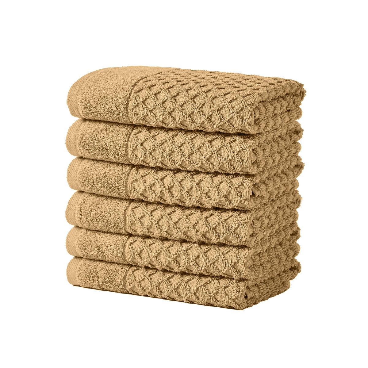 Great Bay Home Bath Towels - 100% Cotton 6 Piece Towel Set - Diamond Waffle Weave - Absorbent, Durable, Quick-Dry Towels for Bathroom (Copper)