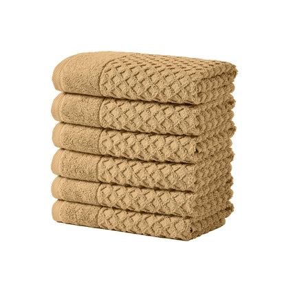 Great Bay Home Bath Towels - 100% Cotton 6 Piece Towel Set - Diamond Waffle Weave - Absorbent, Durable, Quick-Dry Towels for Bathroom (Copper)