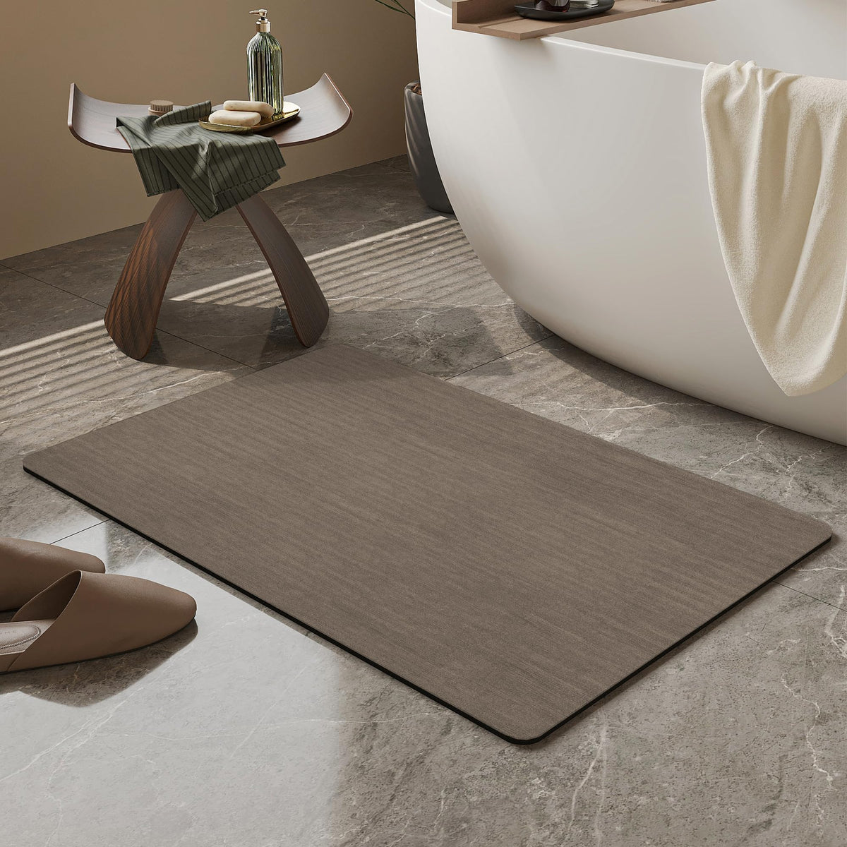 Mecko Bath Mat 16"x24",Ultra Thin Bathroom Rug fit Under Door Light Blue