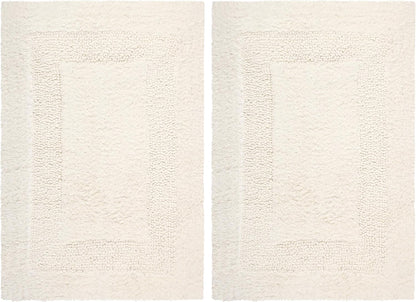 COTTON CRAFT 2 Pack Reversible Bath Mat Rug - Soft Luxurious -17x24- Ivory