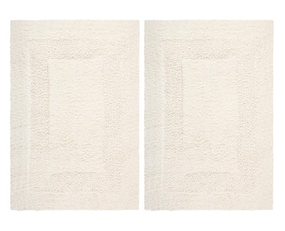 COTTON CRAFT 2 Pack Reversible Bath Mat Rug - Soft Luxurious -17x24- Ivory
