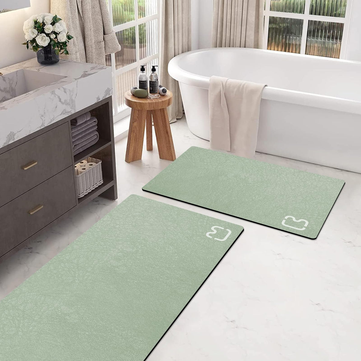 RUERYA Grey Long Bathroom Rugs Large Stone Bath Mats for Bathroom,15.7"x47"