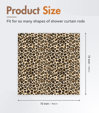 MAMUSE Shower Curtain for Bathroom - Cute Aesthetic Decorative Modern Girly Unique Girls Design Pretty Women Waterproof Fabric Cloth Cortinas de Baño Bathtub 72 x 72 Inch, Leopard Print