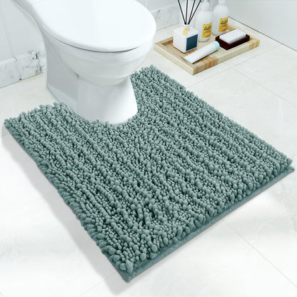 Yimobra Bathroom Rugs Non Slip Washable 32x20 Inch - Ultra Soft Absorbent Chenille Bath Mat, Quick Dry Shaggy Floor Carpet for Tub Shower, Gray Home Decor Accessories