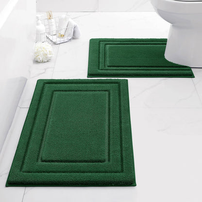 HOMEIDEAS Fall Bathroom Rugs Sets, 2 Piece Soft Bath Mat Burnt Orange