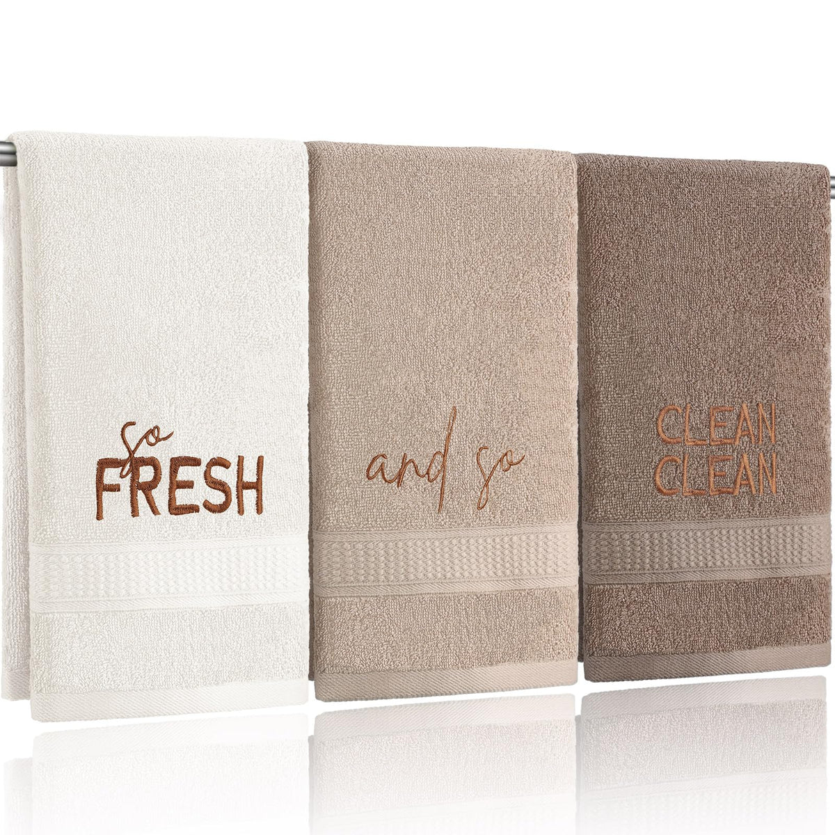 FuWeave 3 Pcs Black and White Hand Towels for Bathroom Home Love Family