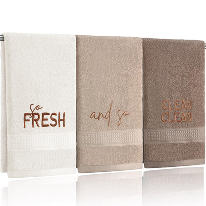 FuWeave 3 Pcs Black and White Hand Towels for Bathroom Home Love Family