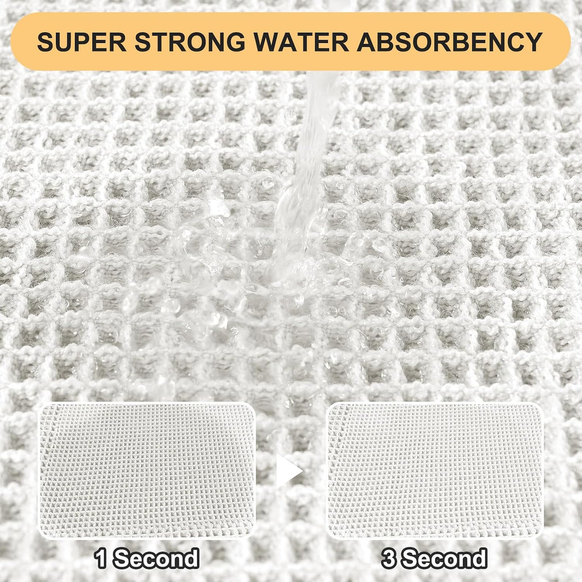 Upgrade Waffle Bath Mat Set 2 Piece, Boho Bathroom Rugs Absorbent Non Slip, Ultra Soft Bathroom Mat, Machine Washable Knit Bath Rugs with Herringbones for Bathroom, Bedroom, Kitchen, Shower, White